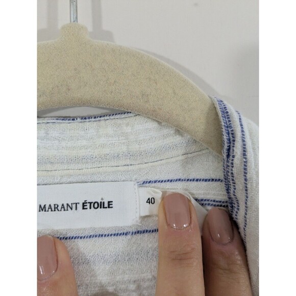 Isabel Marant Women Botton Cotton Blouse Top Shirt Womens 40 L Blue White Stripe - Picture 3 of 12